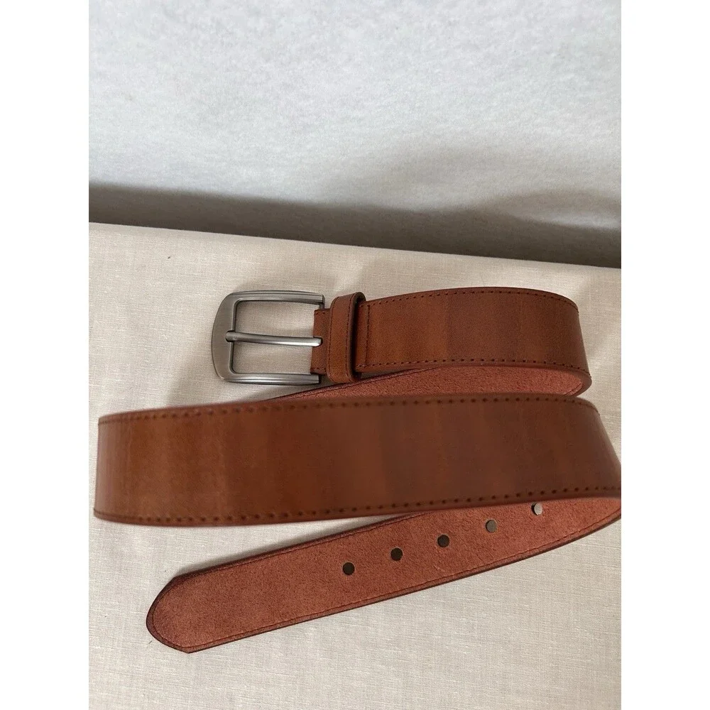 North Woods Genuine stitched Leather 1 3/8 in wide with brushed gun metal buckle